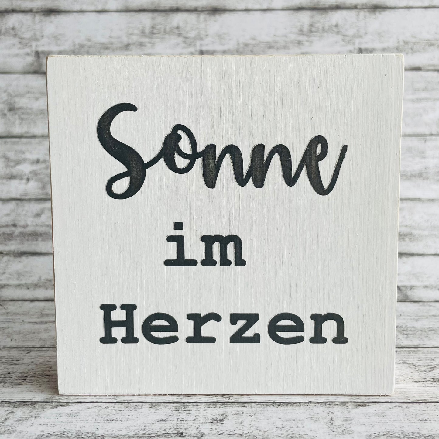 Holzblock - Sonne im Herzen