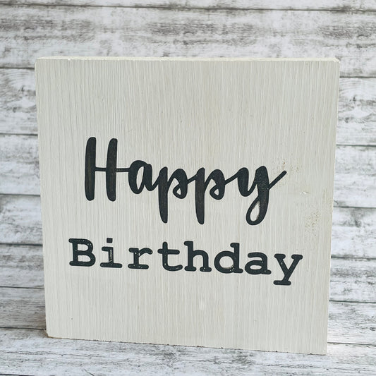 Holzblock - Happy Birthday
